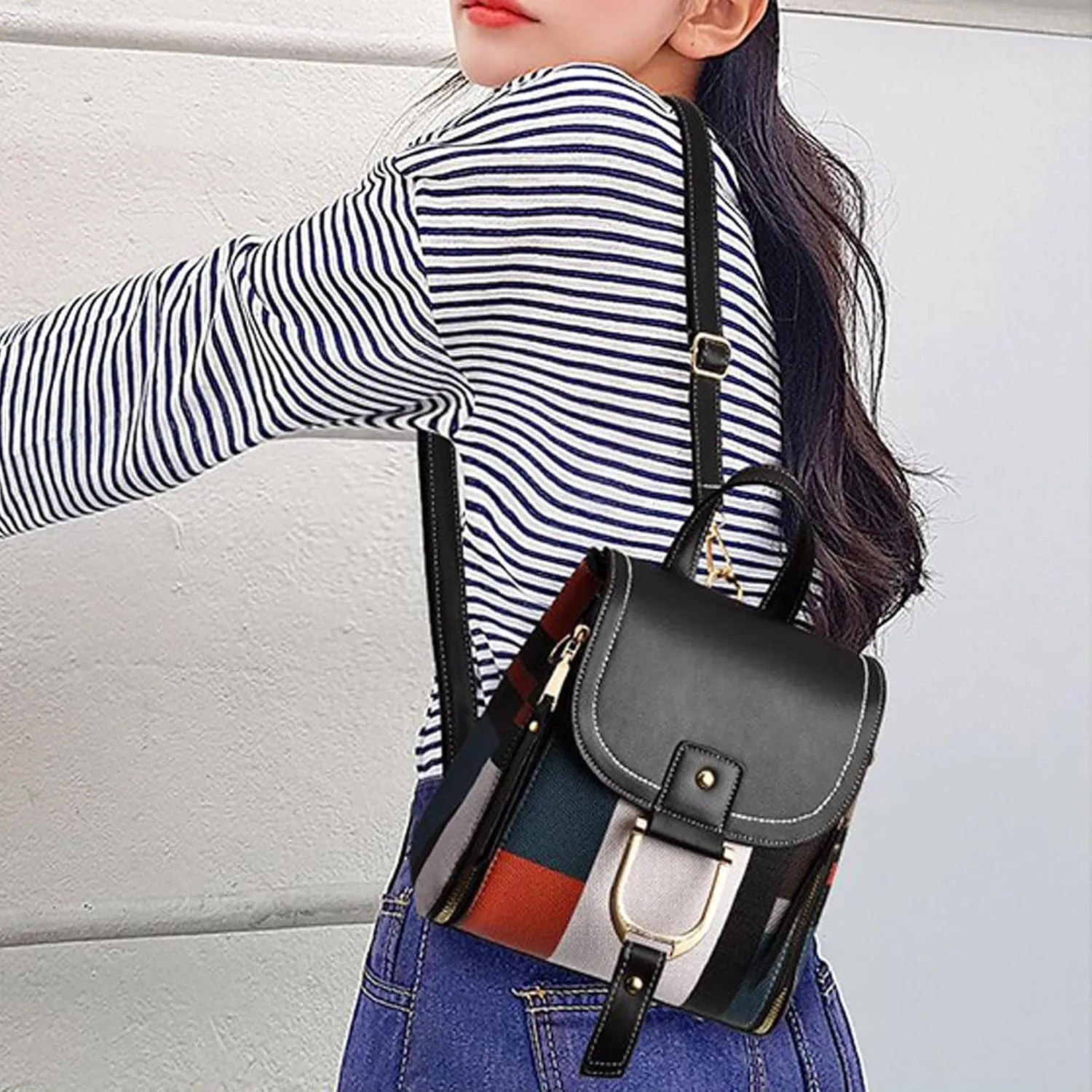 Leather Backpack Purse for Women Letter Purse Mobile Phone Messenger Bags Fashion Soft Leather Outdoor Backpack