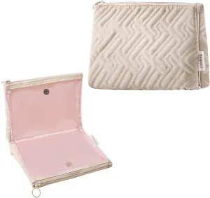 Leudes Makeup Bag Travel Essentials Cute Skincare Pouch Purse Cosmetic Bags for Women Traveling Make Up Organizer Portable Clear Case Toiletry Bag with Zipper (Camel, Medium)