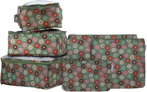 LIFE IS GOOD 6 Piece Packing Cube Set - Tear Resistant Mulifunctional Apparel and Accessory Storage, Happy Daisy