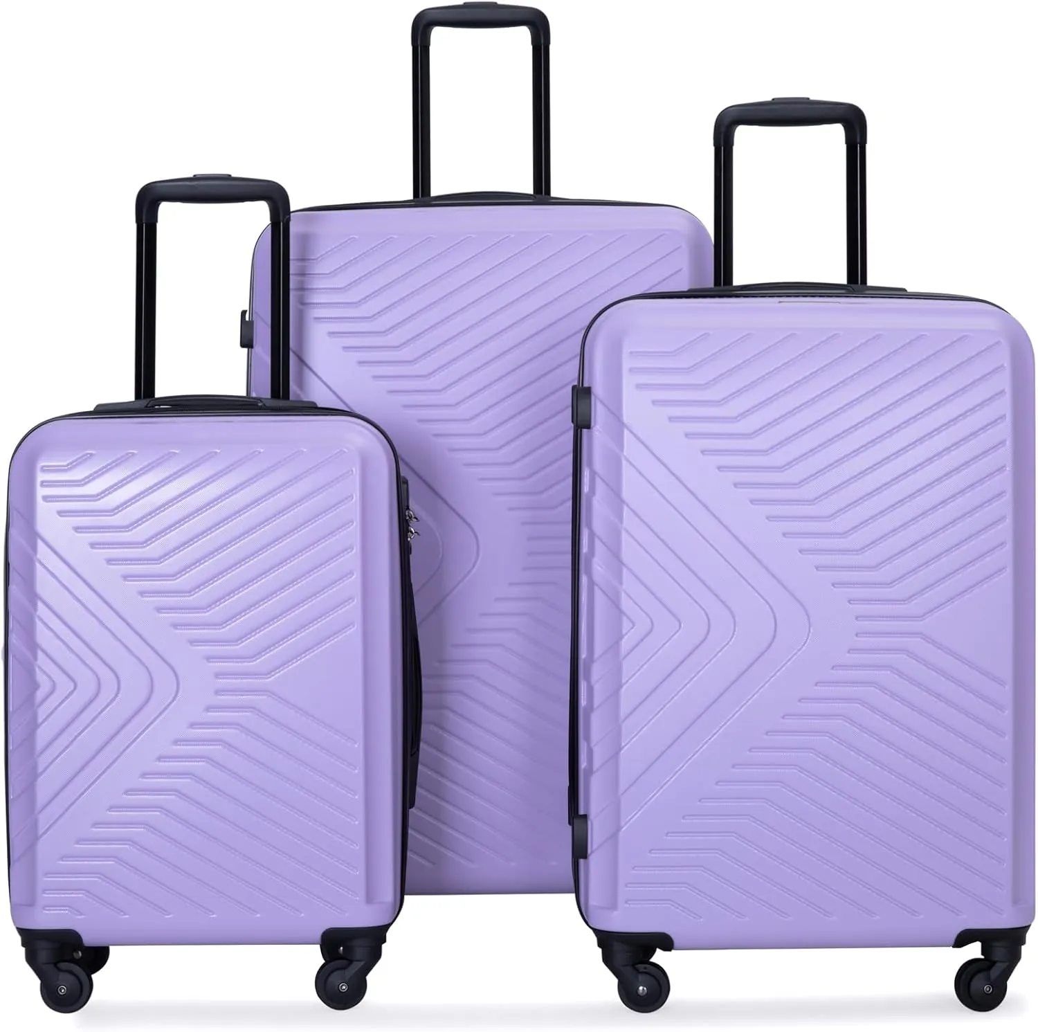 Light Purple 3 Piece Luggage Set for Safe and Organized Travel, Lightweight ABS Suitcases with Spinner Wheels and TSA Lock