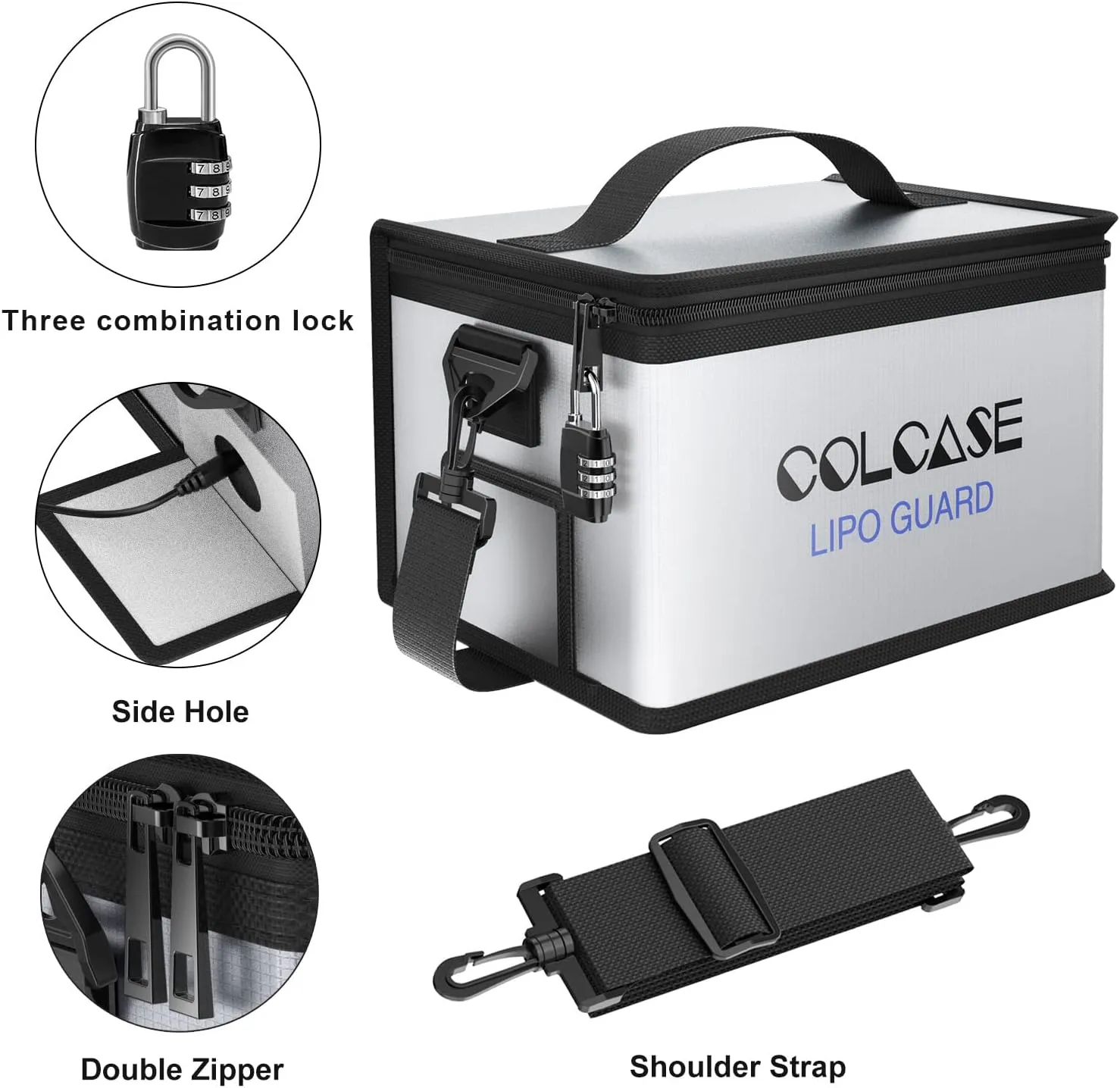 Lipo Safe Bag - Fireproof & Explosionproof, Combination Lock, Upgraded Silicone Coated, 11 x 8 x 6.5 in