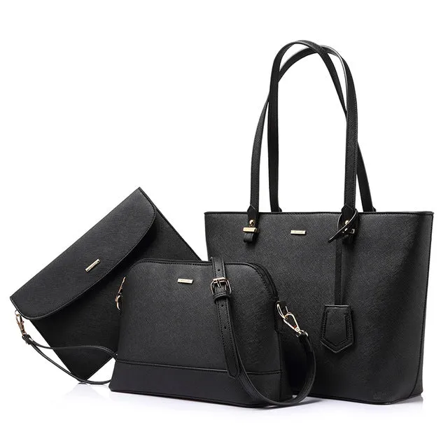 LOVEVOOK brand 3 sets handbag women composite bag female large capacity tote bag fashion shoulder crossbody bag small purse