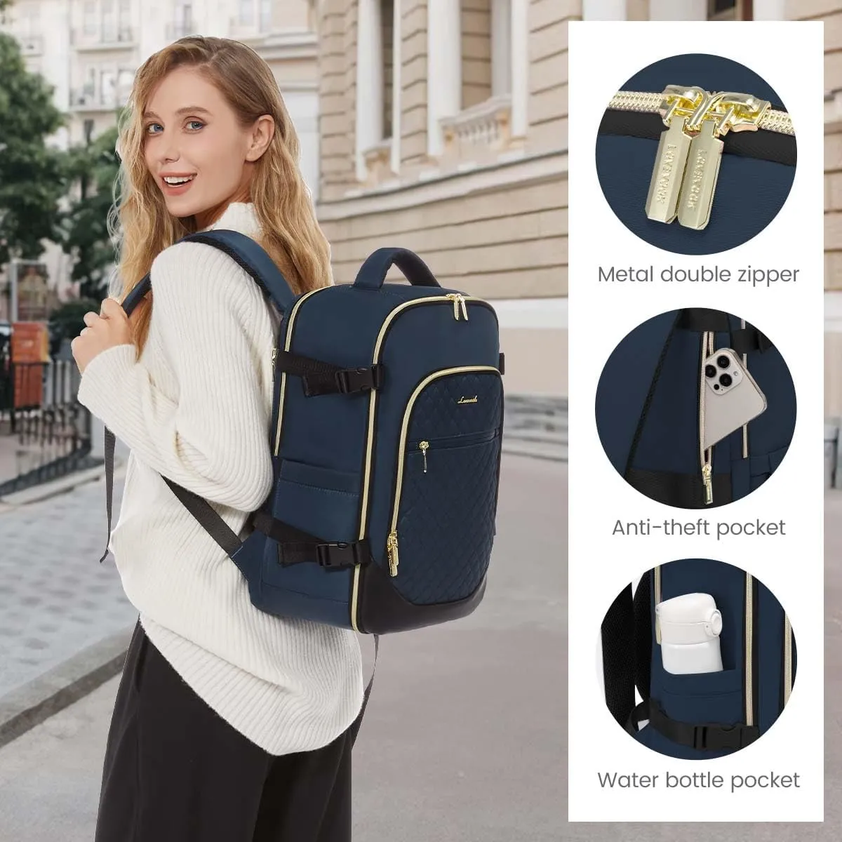 LOVEVOOK Travel Backpack for Women, 15.6in Laptop Backpack TSA Approved Carry on Luggage Personal Item Travel Bag for Business Weekender Hiking, Dark Green