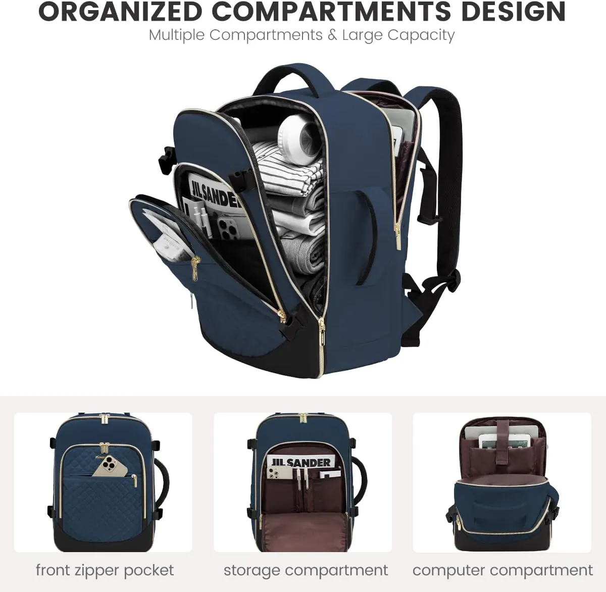 LOVEVOOK Travel Backpack for Women, 15.6in Laptop Backpack TSA Approved Carry on Luggage Personal Item Travel Bag for Business Weekender Hiking, Dark Green