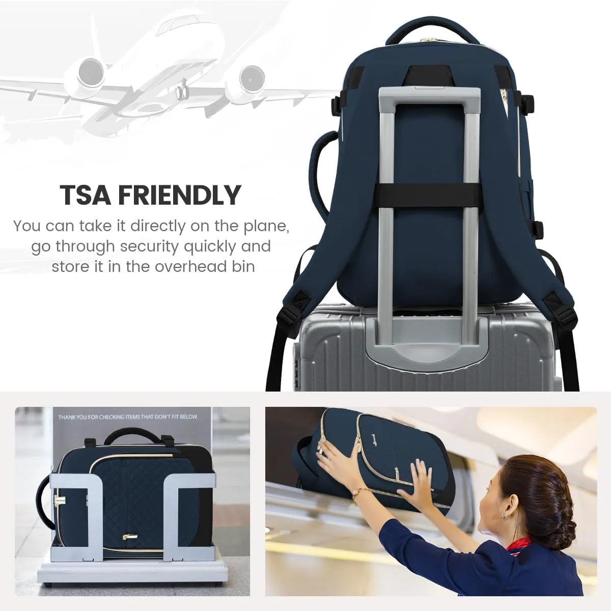 LOVEVOOK Travel Backpack for Women, 15.6in Laptop Backpack TSA Approved Carry on Luggage Personal Item Travel Bag for Business Weekender Hiking, Dark Green