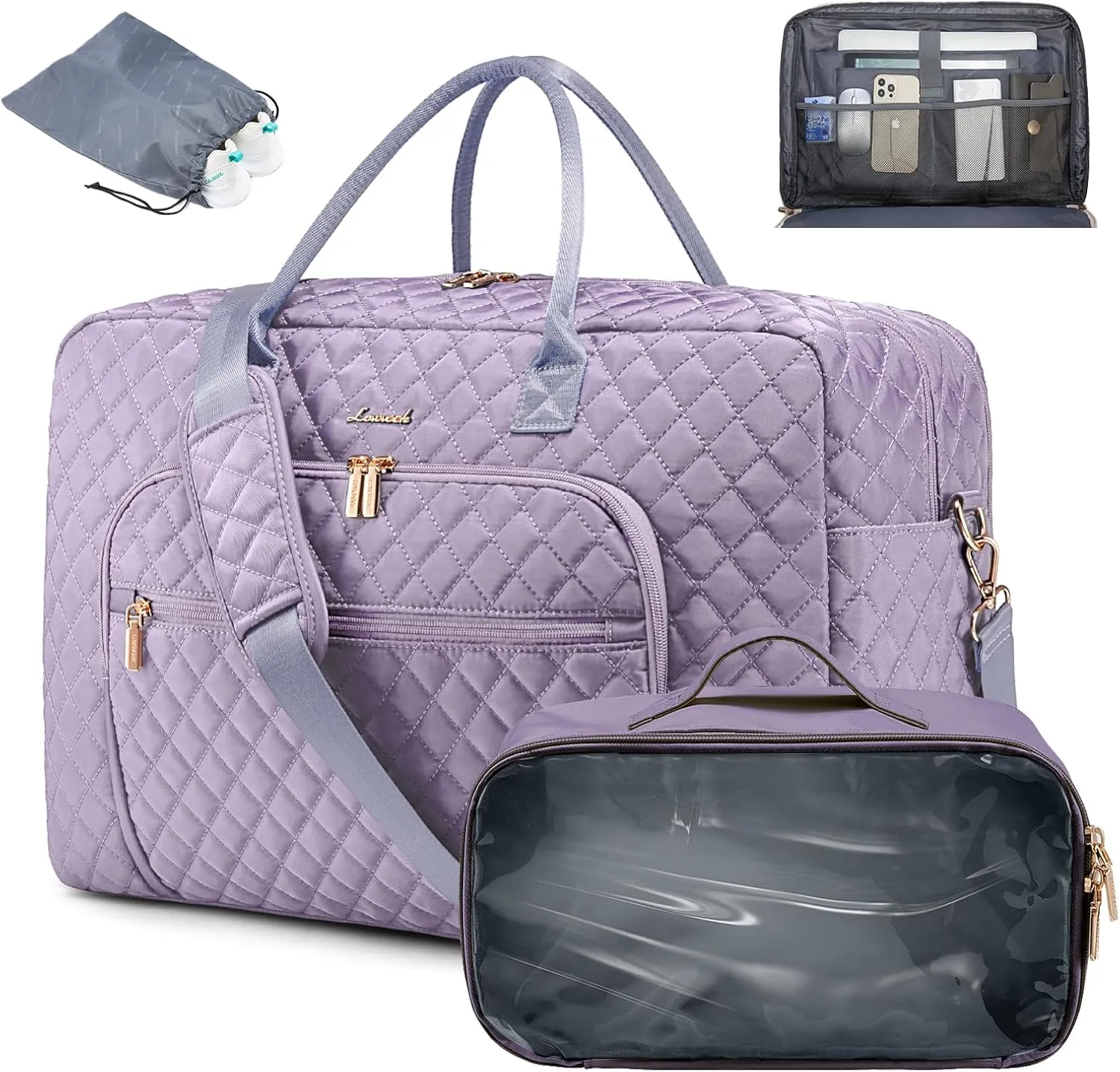 LOVEVOOK Travel Duffle Bag, Weekender Bag for Women with Toiletry Bag Carry on Overnight Bag with Laptop Compartment, Yoga Gym Bag with Wet Pocket Shoe Bag, Hospital Bag for Labor and Delivery