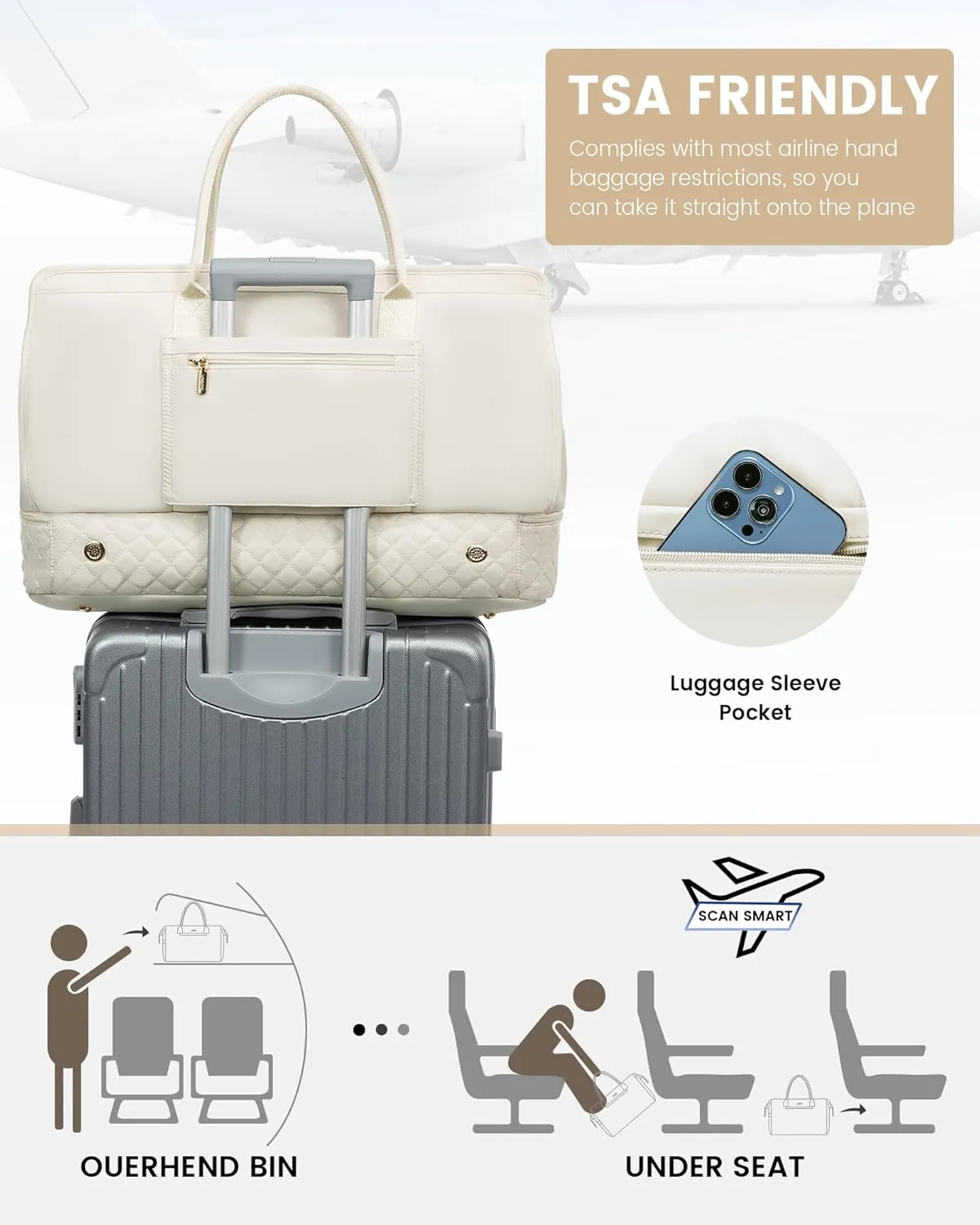 LOVEVOOK Weekender Bags for Women Travel Duffle Bag with Shoe Compartment, Carry on Overnight Bag Set