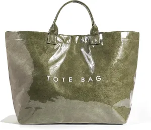 Lushandy Tote Bag for Women PVC Tote Bags Large Plastic Designer Bags with Purse Scarf Letters Print Bag Trendy Hobo Handbag