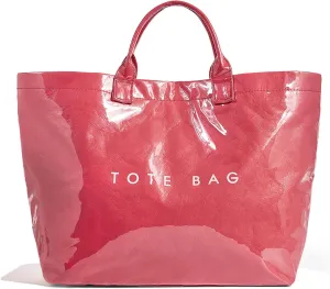 Lushandy Tote Bag for Women PVC Tote Bags Large Plastic Designer Bags with Purse Scarf Letters Print Bag Trendy Hobo Handbag