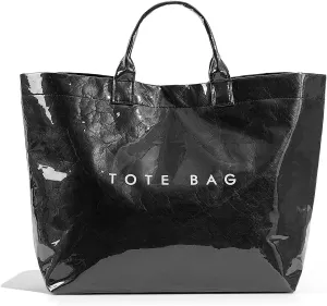Lushandy Tote Bag for Women PVC Tote Bags Large Plastic Designer Bags with Purse Scarf Letters Print Bag Trendy Hobo Handbag