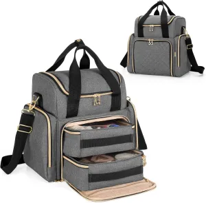 LUXJA Travel Makeup Bag with 2 Removable Cases, Cosmetic Bag with Multiple Storage Sections (Patent Pending), Gray
