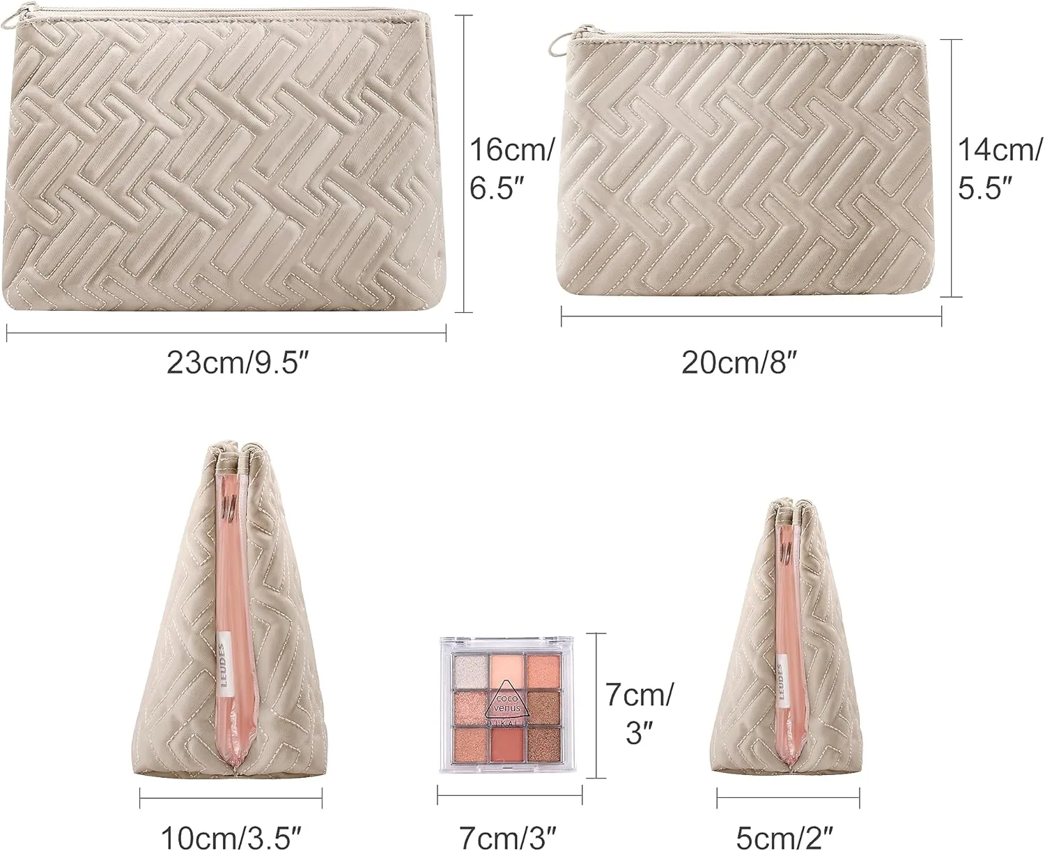 Makeup Bag Travel Essentials Cute Skincare Pouch Purse Cosmetic Bags for Women Traveling Make Up Organizer Portable Clear Case Toiletry Bag with Zipper (Camel, Large)