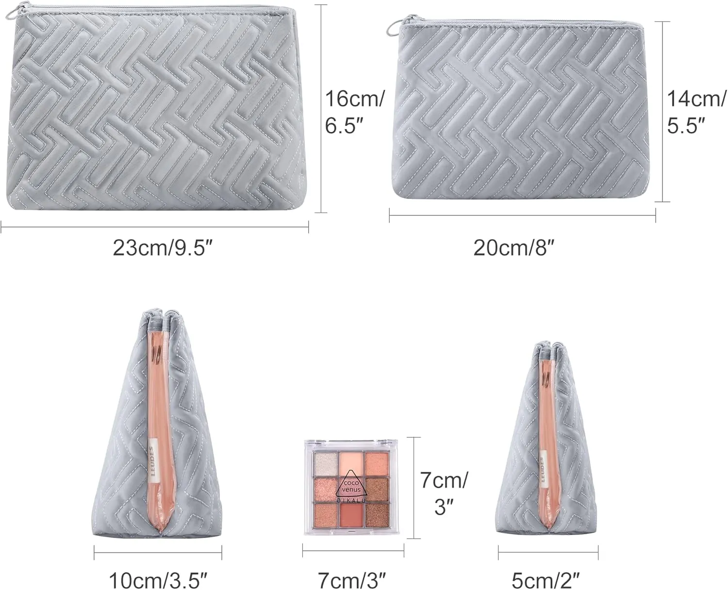 Makeup Bag Travel Essentials Cute Skincare Pouch Purse Cosmetic Bags for Women Traveling Make Up Organizer Portable Clear Case Toiletry Bag with Zipper (Light Grey, Medium)