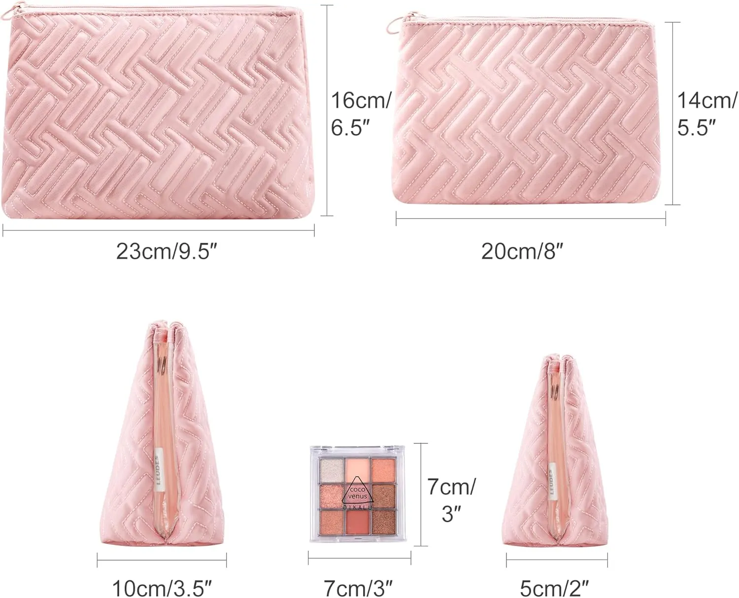 Makeup Bag Travel Essentials Cute Skincare Pouch Purse Cosmetic Bags for Women Traveling Make Up Organizer Portable Clear Case Toiletry Bag with Zipper (Pink, Large)