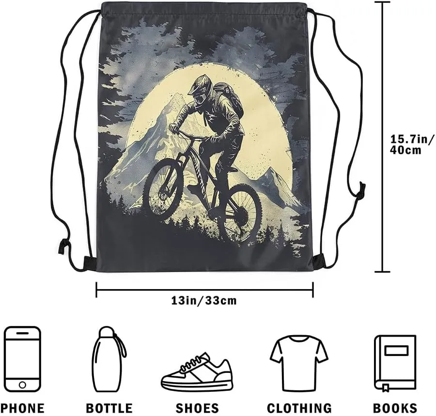Manfei Ice Hockey Drawstring Backpack,Modern Winter Sports Ball Game Athlete Silhouette Drawstring Bag