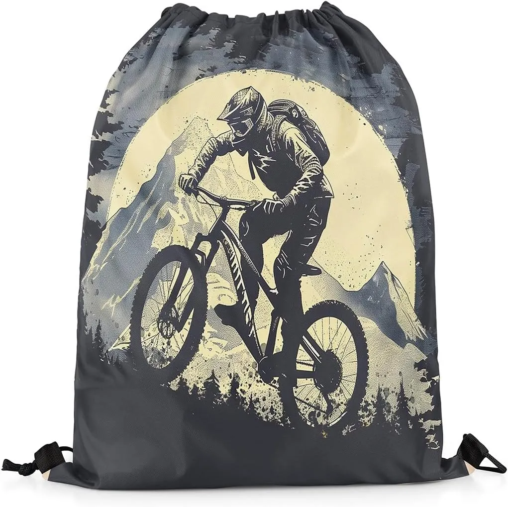 Manfei Ice Hockey Drawstring Backpack,Modern Winter Sports Ball Game Athlete Silhouette Drawstring Bag
