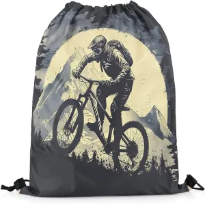 Manfei Ice Hockey Drawstring Backpack,Modern Winter Sports Ball Game Athlete Silhouette Drawstring Bag