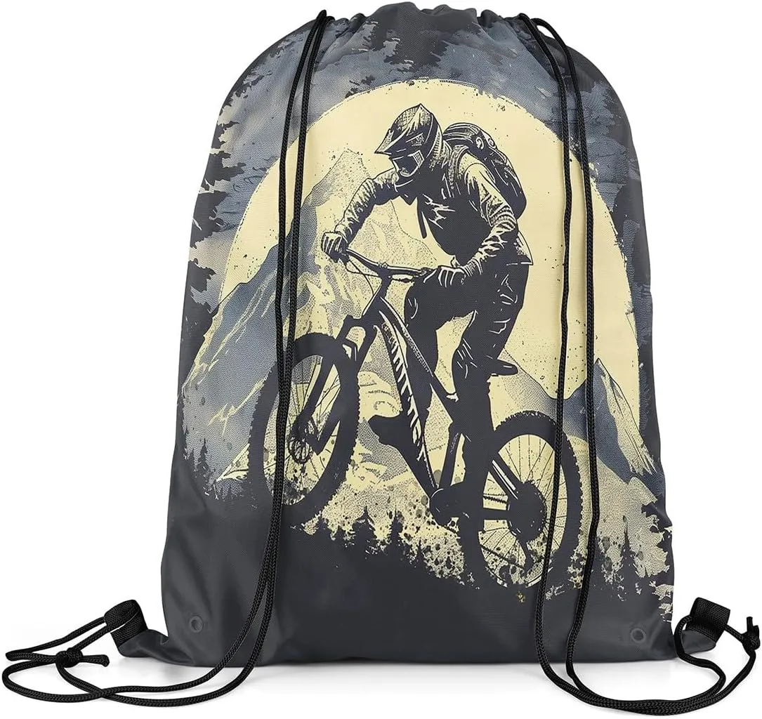 Manfei Ice Hockey Drawstring Backpack,Modern Winter Sports Ball Game Athlete Silhouette Drawstring Bag