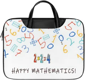 Mathematics Leather Laptop Bag Laptop Briefcase Waterproof Durable Portable Bag Portable Laptop Bag Business Office 16.5 * 12.6IN