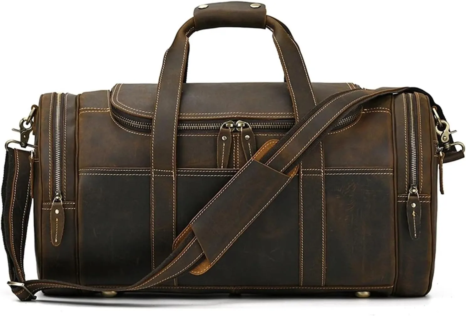 Men Leather Briefcase Large Men's Handbag Vintage Bags Big Travelling Duffle Weekender Bags