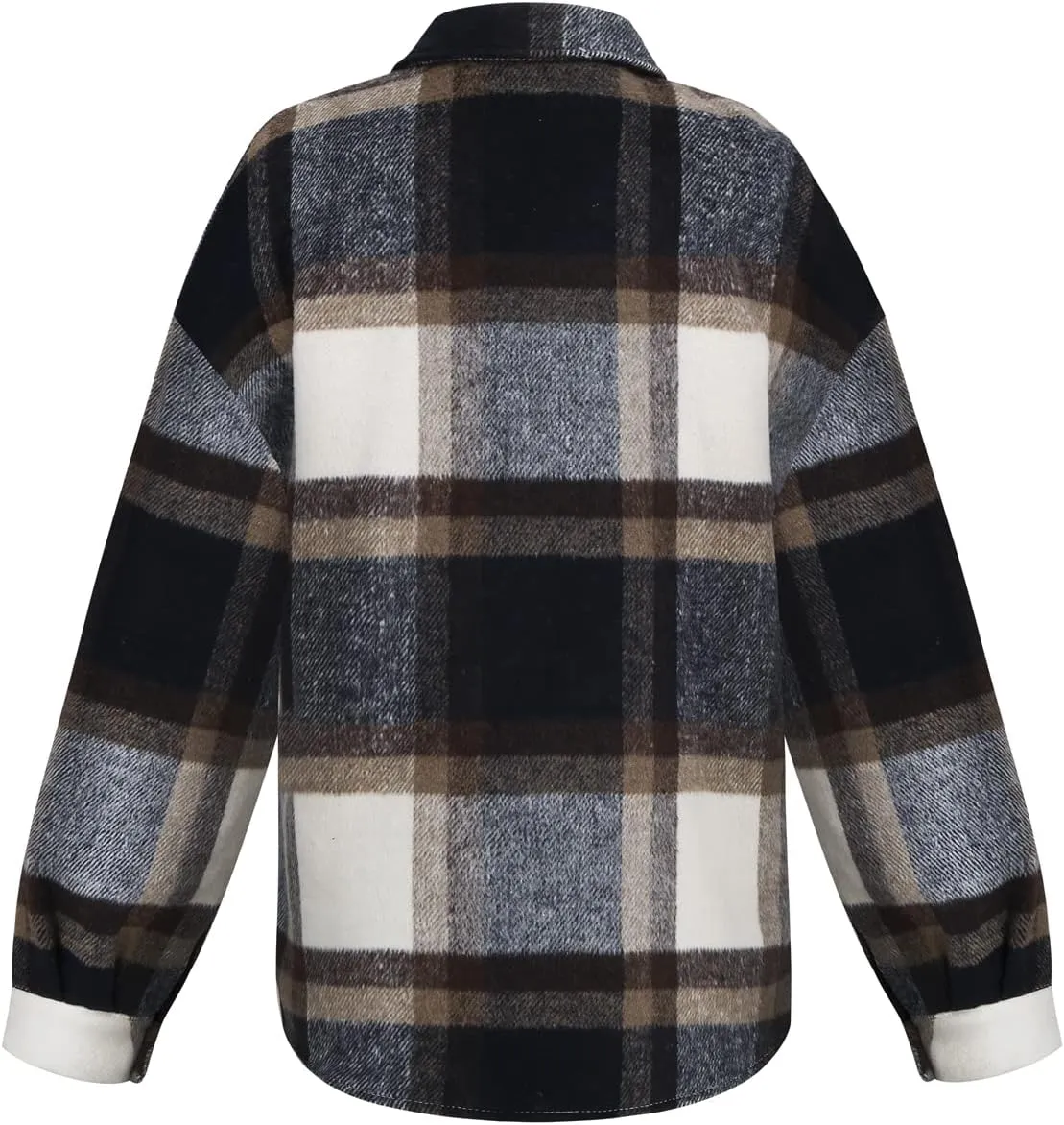 Men's Casual Warm Plaid Wool Blend Jacket Fleece Relaxed Fit Button Up Long Sleeve Shacket Shirt Coat
