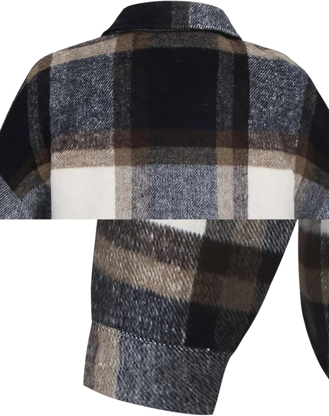 Men's Casual Warm Plaid Wool Blend Jacket Fleece Relaxed Fit Button Up Long Sleeve Shacket Shirt Coat