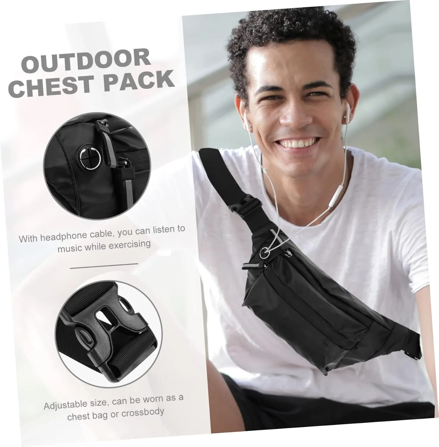 Men's Crossbody Bag Large Sling Bag for Travel Chest Pouch Material for Safe Use