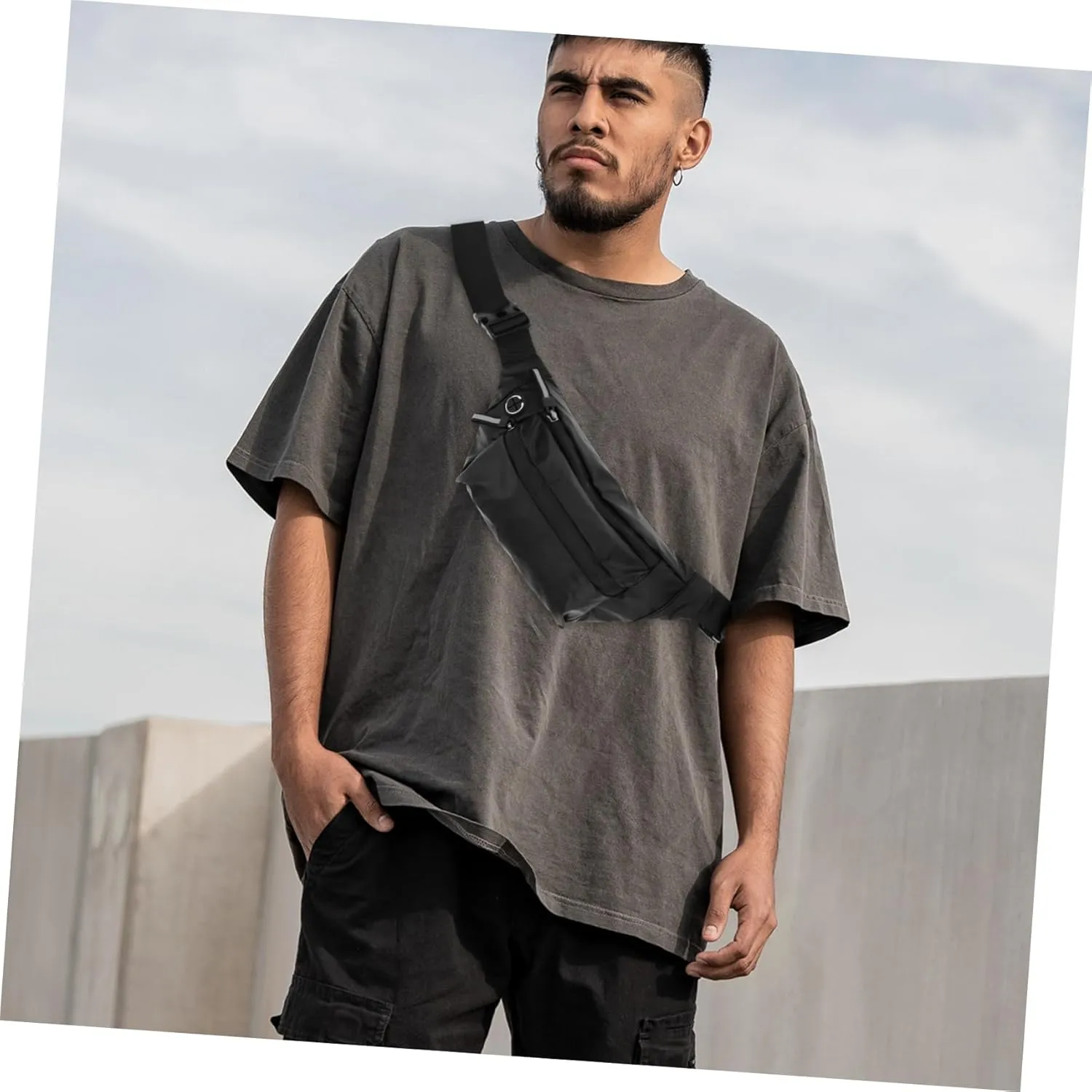 Men's Crossbody Bag Large Sling Bag for Travel Chest Pouch Material for Safe Use
