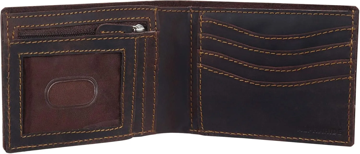 Mens Wallet, RFID Safe, Front Pocket Wallet Slim Bifold Wallet For Men Handcrafted Genuine Leather Billfold Wallet Gift Box