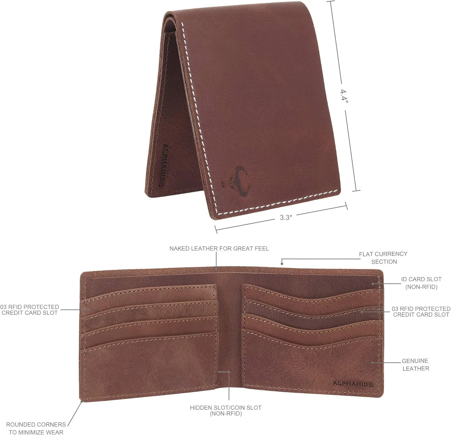 Mens Wallet, RFID Safe, Front Pocket Wallet Slim Bifold Wallet For Men Handcrafted Genuine Leather Billfold Wallet Gift Box