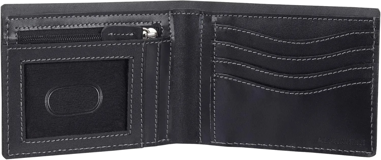 Mens Wallet, RFID Safe, Front Pocket Wallet Slim Bifold Wallet For Men Handcrafted Genuine Leather Billfold Wallet Gift Box