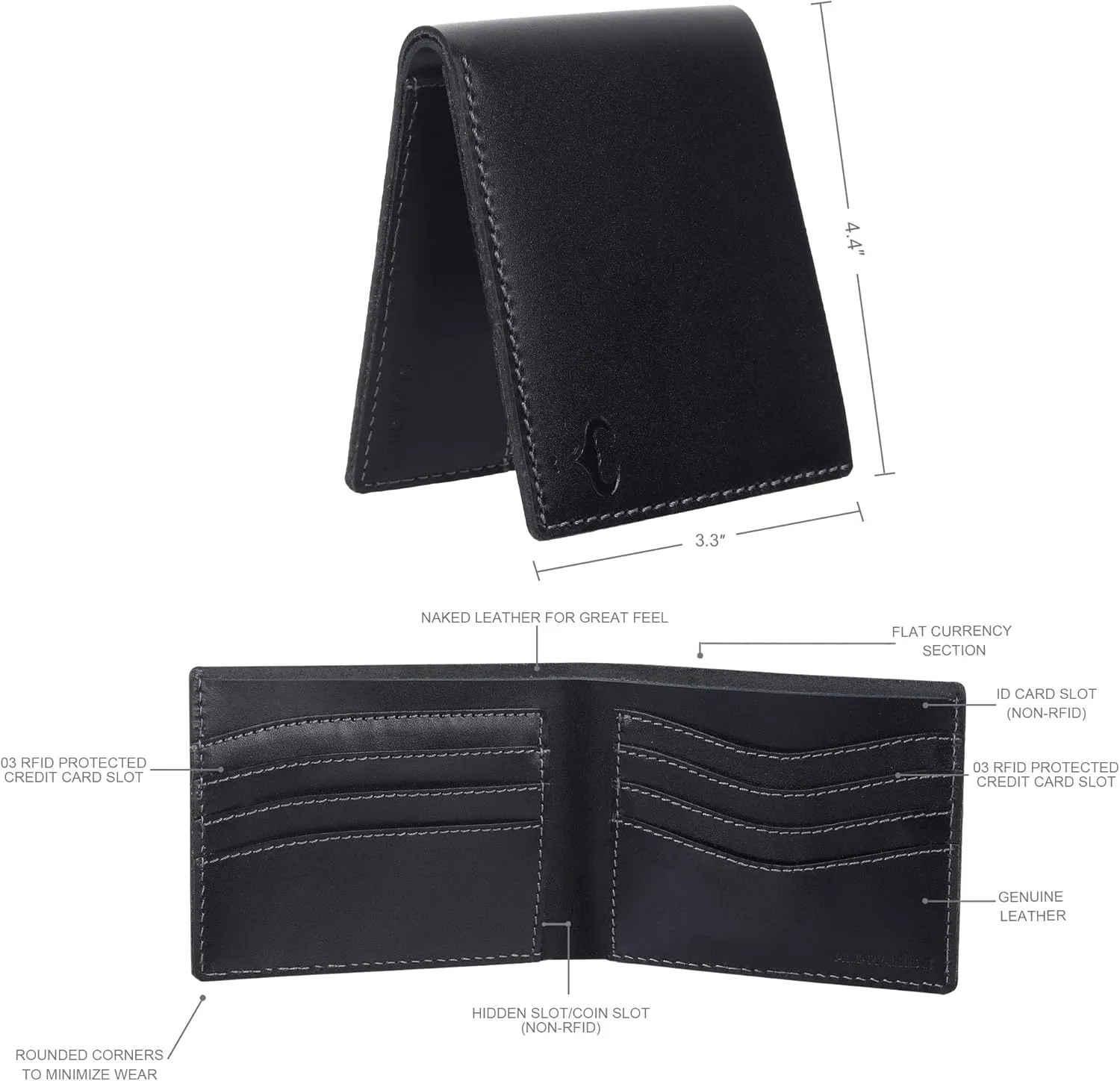 Mens Wallet, RFID Safe, Front Pocket Wallet Slim Bifold Wallet For Men Handcrafted Genuine Leather Billfold Wallet Gift Box