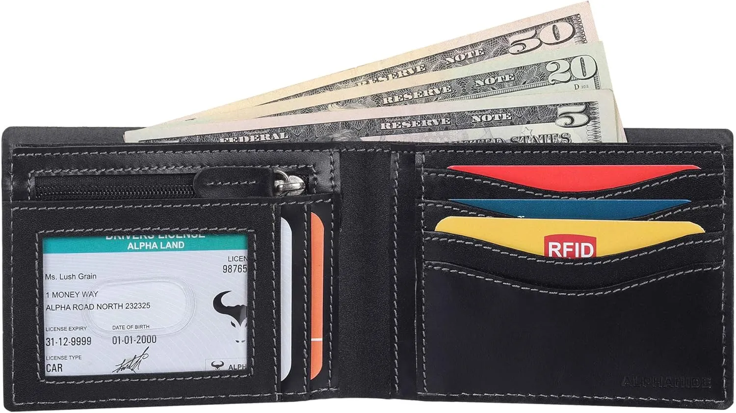 Mens Wallet, RFID Safe, Front Pocket Wallet Slim Bifold Wallet For Men Handcrafted Genuine Leather Billfold Wallet Gift Box