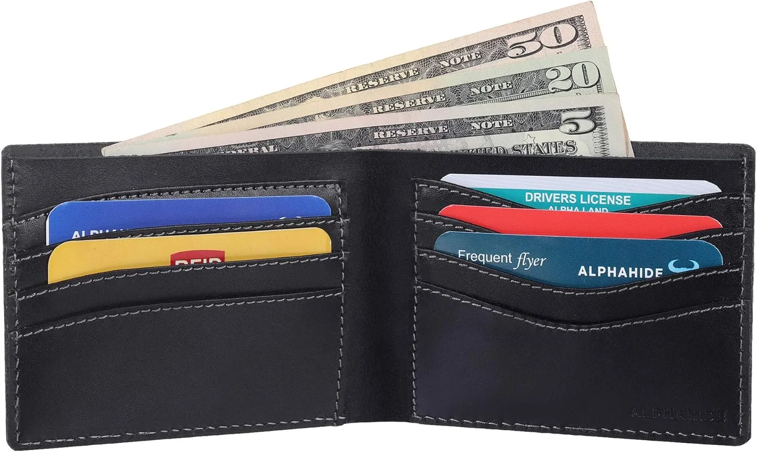 Mens Wallet, RFID Safe, Front Pocket Wallet Slim Bifold Wallet For Men Handcrafted Genuine Leather Billfold Wallet Gift Box