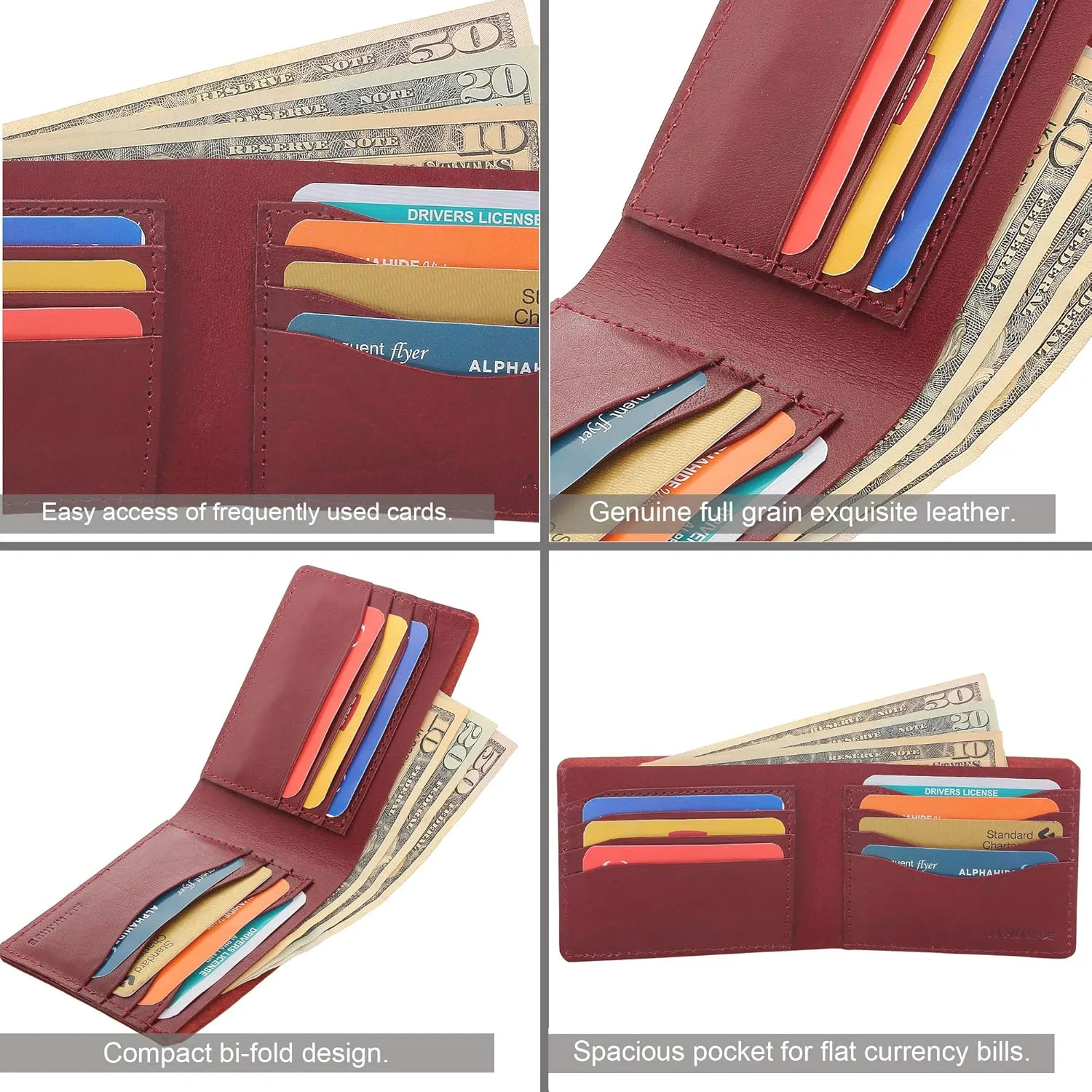 Mens Wallet, RFID Safe, Front Pocket Wallet Slim Bifold Wallet For Men Handcrafted Genuine Leather Billfold Wallet Gift Box