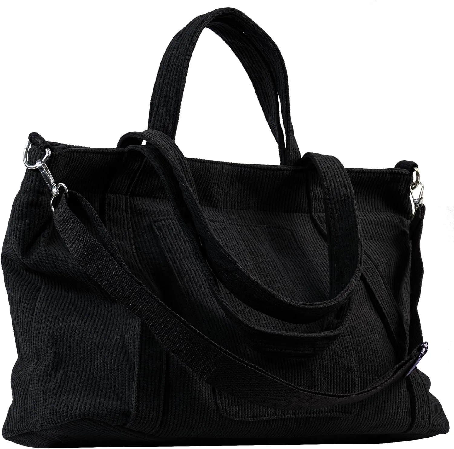 METALPHA Tote Bag for Women, Large Work Corduroy Tote Bags Zippered Messenger Travel Bag Shoulder Crossbody Hobo Handbags