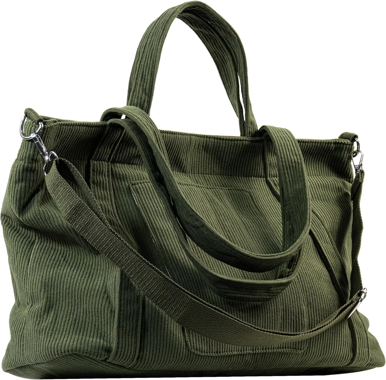 METALPHA Tote Bag for Women, Large Work Corduroy Tote Bags Zippered Messenger Travel Bag Shoulder Crossbody Hobo Handbags