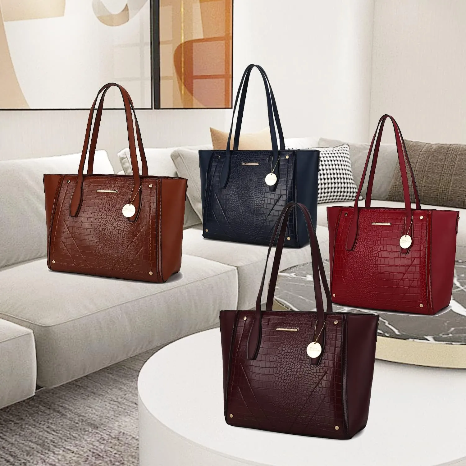 MKF Satchel Handbag for Women: PU Leather Shoulder Bag  Top Handle Tote Purse, Ladies Fashion Pocketbook