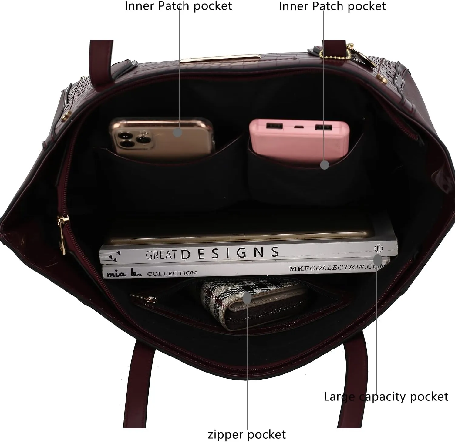 MKF Satchel Handbag for Women: PU Leather Shoulder Bag  Top Handle Tote Purse, Ladies Fashion Pocketbook