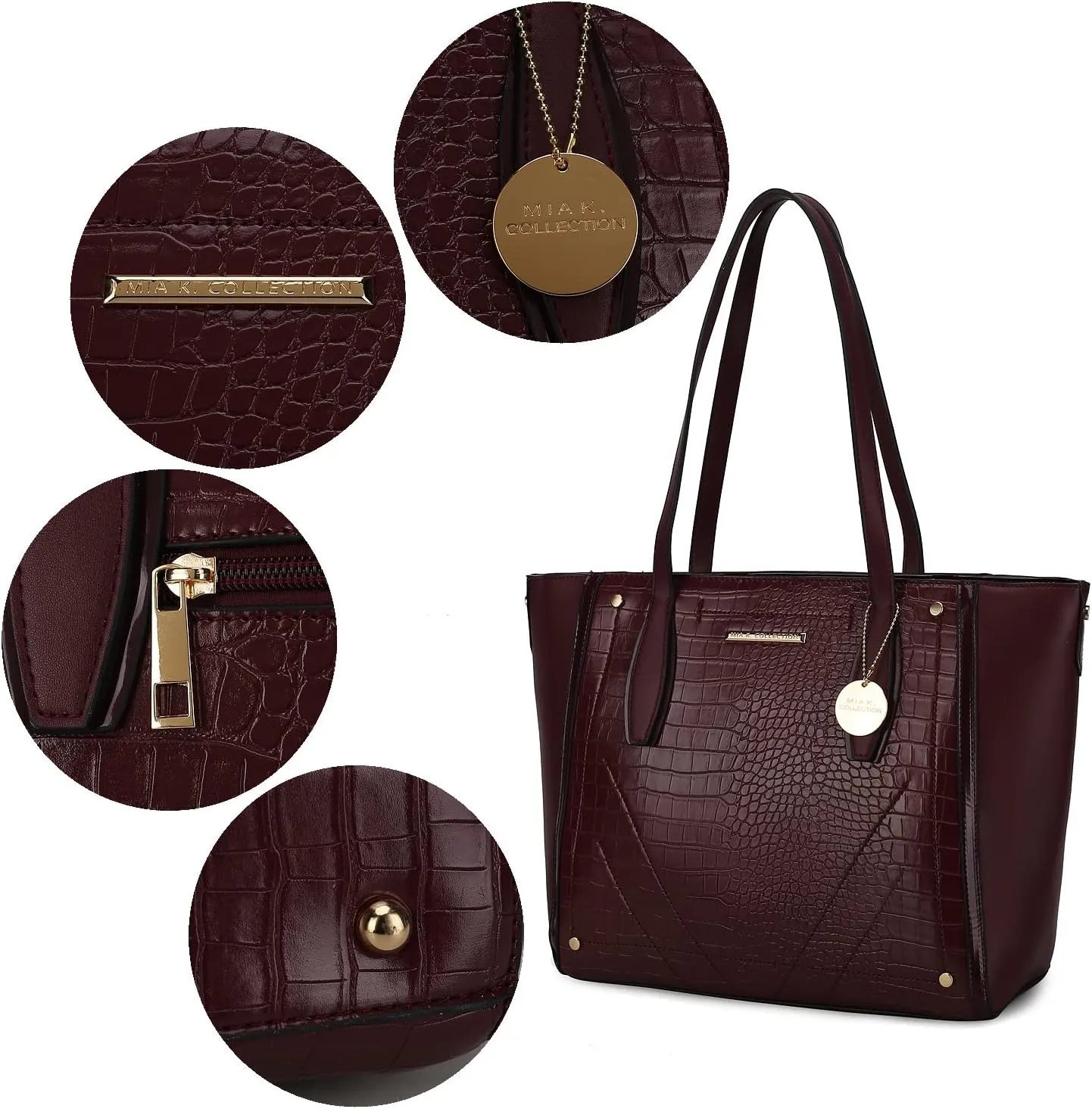 MKF Satchel Handbag for Women: PU Leather Shoulder Bag  Top Handle Tote Purse, Ladies Fashion Pocketbook