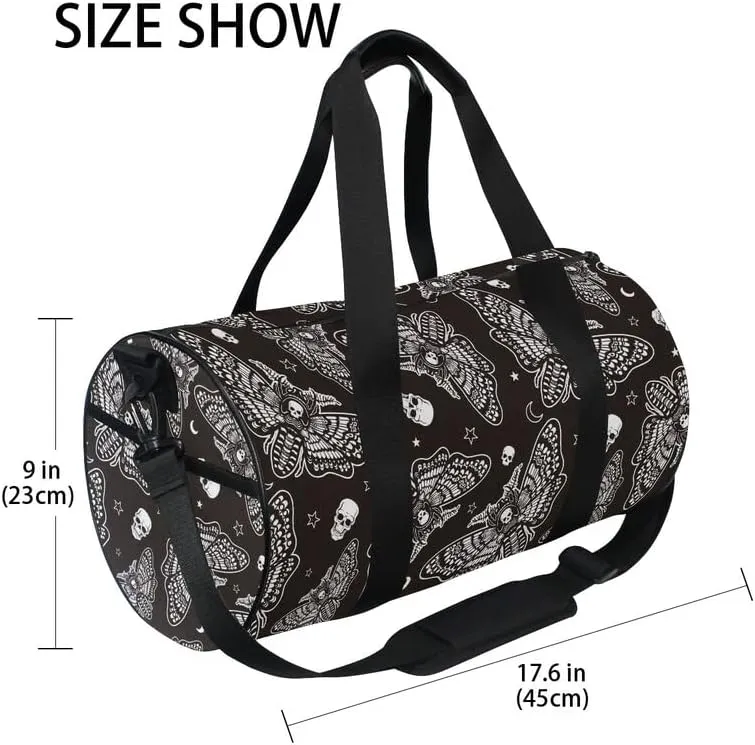 MNSRUU Duffel Bags Moth Skull Moon Esoteric Sports Gym Bag Travel Luggage Overnight Bags for Men Women Duffel Bags for Traveling