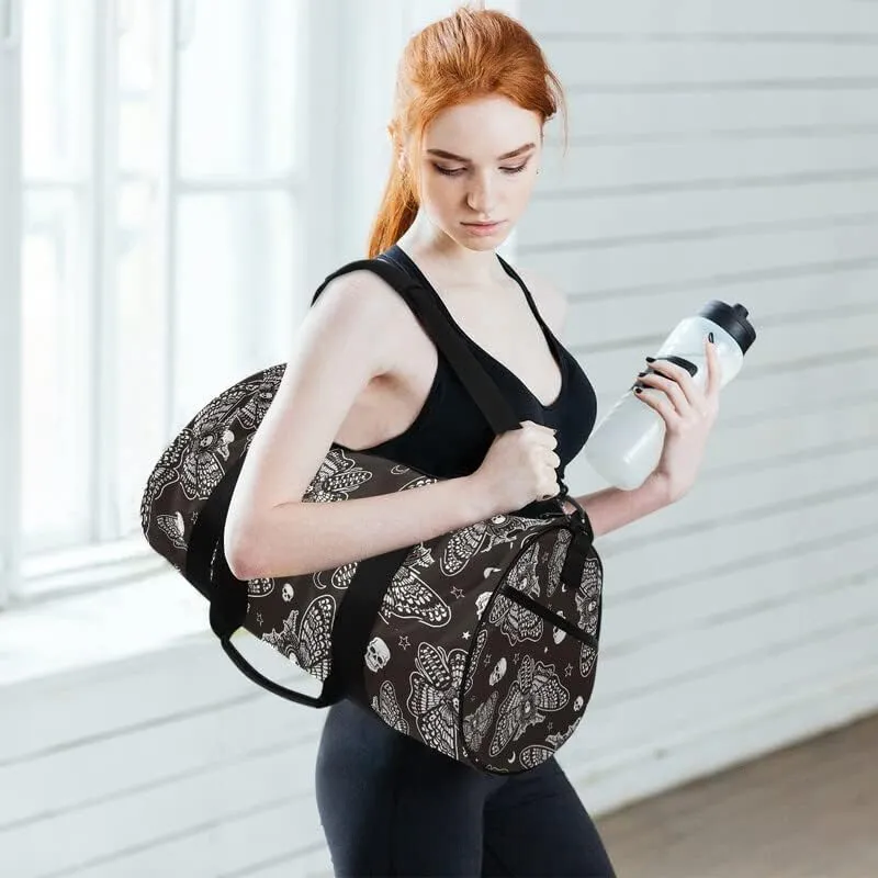 MNSRUU Duffel Bags Moth Skull Moon Esoteric Sports Gym Bag Travel Luggage Overnight Bags for Men Women Duffel Bags for Traveling