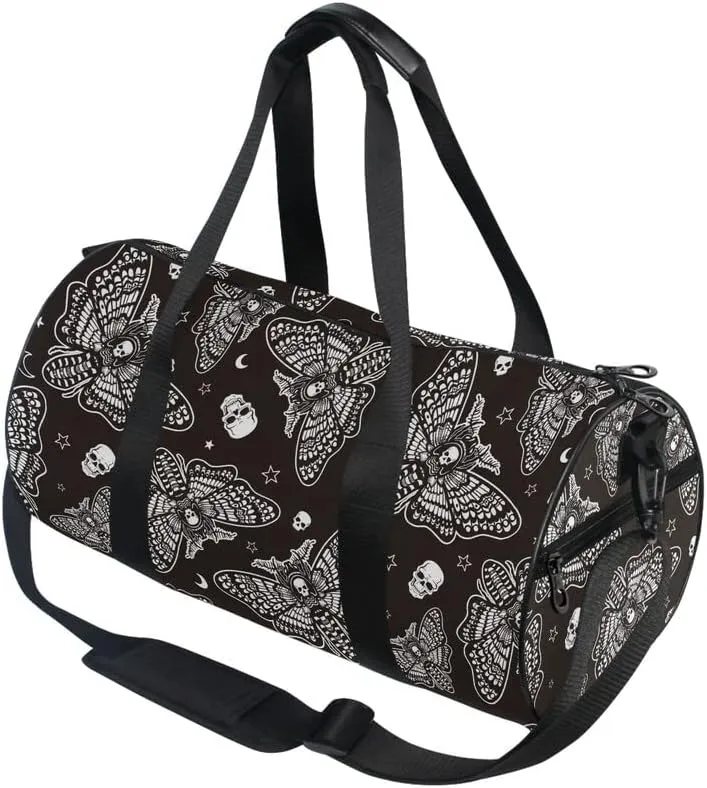 MNSRUU Duffel Bags Moth Skull Moon Esoteric Sports Gym Bag Travel Luggage Overnight Bags for Men Women Duffel Bags for Traveling