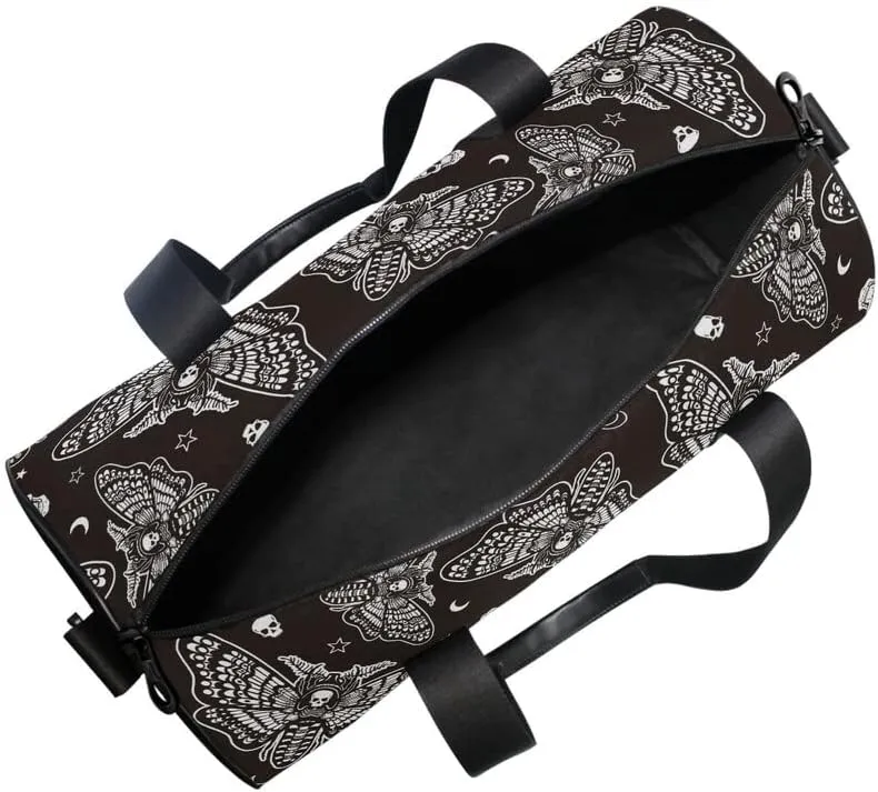 MNSRUU Duffel Bags Moth Skull Moon Esoteric Sports Gym Bag Travel Luggage Overnight Bags for Men Women Duffel Bags for Traveling