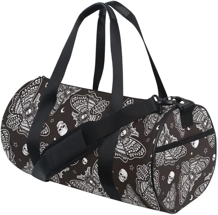 MNSRUU Duffel Bags Moth Skull Moon Esoteric Sports Gym Bag Travel Luggage Overnight Bags for Men Women Duffel Bags for Traveling