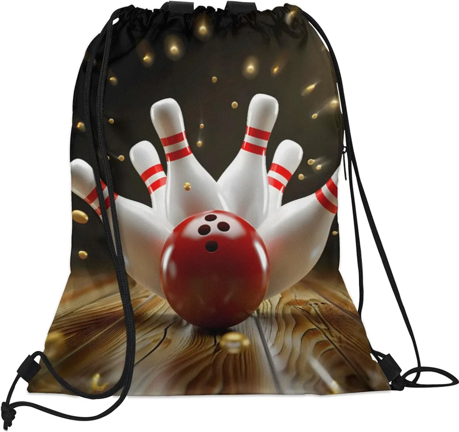 Modern Bowling Ball Drawstring Backpack for Women and Men Lightweight Waterproof Sports Gym Sackpack with Mesh Pockets