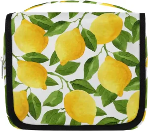 Modern Lemon Hanging Travel Toiletry Bag for Women Leaves Waterproof Makeup Bag,Cosmetic Bag,Travel Essentials for Women Men