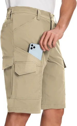Moosehill Mens-Cargo-Hiking-Shorts Lightweight Water Resistant Quick Dry Relaxed Fit Big & Tall Stretch Waist with 8 Pockets