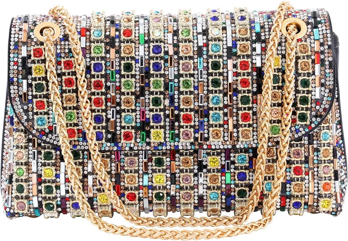 Mother's Day gifts Rhinestone Evening Clutch Purse -Shoulder Bags Crossbody Bag Purses Handbags Crystals Rhinestone Evening Bag for Women with Chain  Party PursesIdeal for Weddings, Parties, Prom
