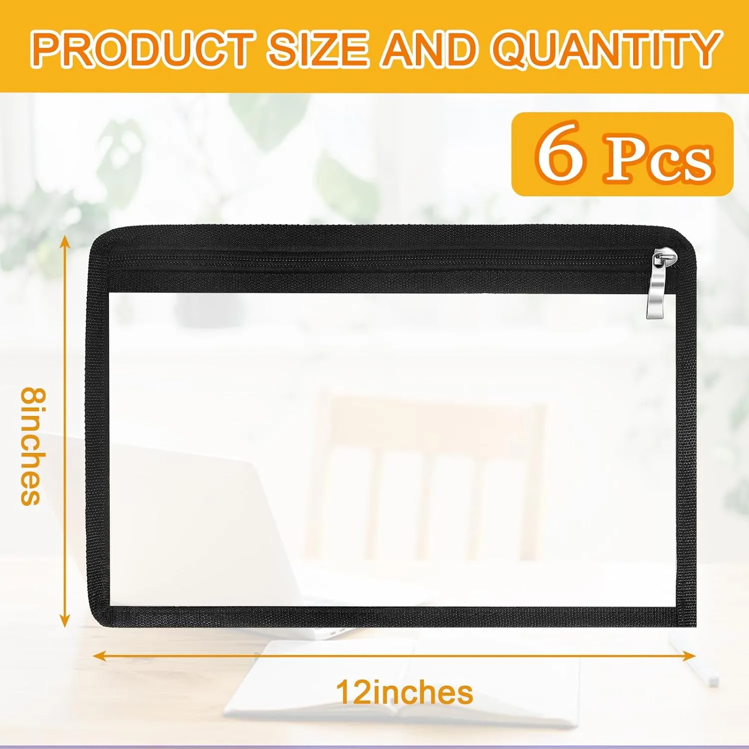 Mototo 6/12PCS Clear Zipper Pouches, 12 x 8 Inches Clear Pouches Makeup Bag with Zipper Waterproof Portable Travel Bag Multipurpose PVC Outdoor for Makeup Cosmetics Medical Pencil Organize
